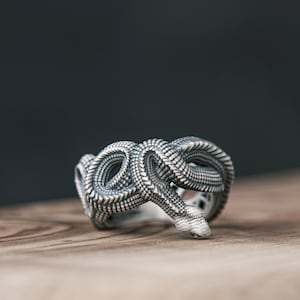 Sterling Silver Snake Ring, Mens Serpent Silver Ring, Handmade Snake Silver Jewelry Animal Boho Rings For Boyfriend Minimalist Ring For Men