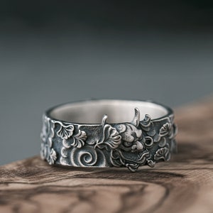 Japanese Oni Mask Ring, Hannya Demon Mask Ring, Samurai Rings For Man Gift Oxidized Pinky Boyfriend Ring Traditional Japanese Spiritual Ring