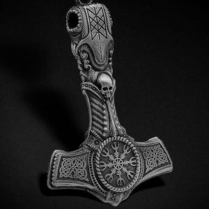 Sterling Silver Mjolnir Pendant: Viking Thor Hammer Necklace