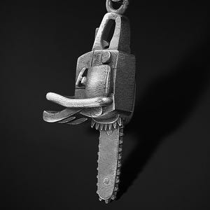 Solid Silver Chainsaw Necklace Chainsaw Charm For Mens Gift Him Chainsaw Necklace Horror Tool Jewelry Gift For Him Jewelry For Husband Dad