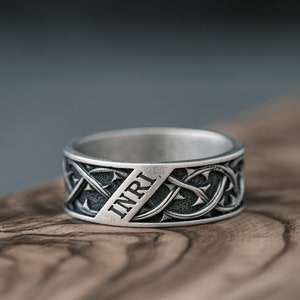 Anillo de corona de espinas, banda inri de Jesús, anillo meñique católico cristiano único, anillo religioso de plata de ley, regalo para papá y joyería de marido