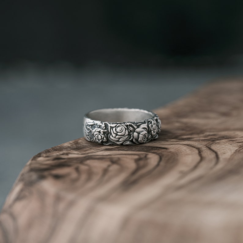 Handmade Sterling Silver Rose Ring - Unique Nature Inspired Band - Etsy