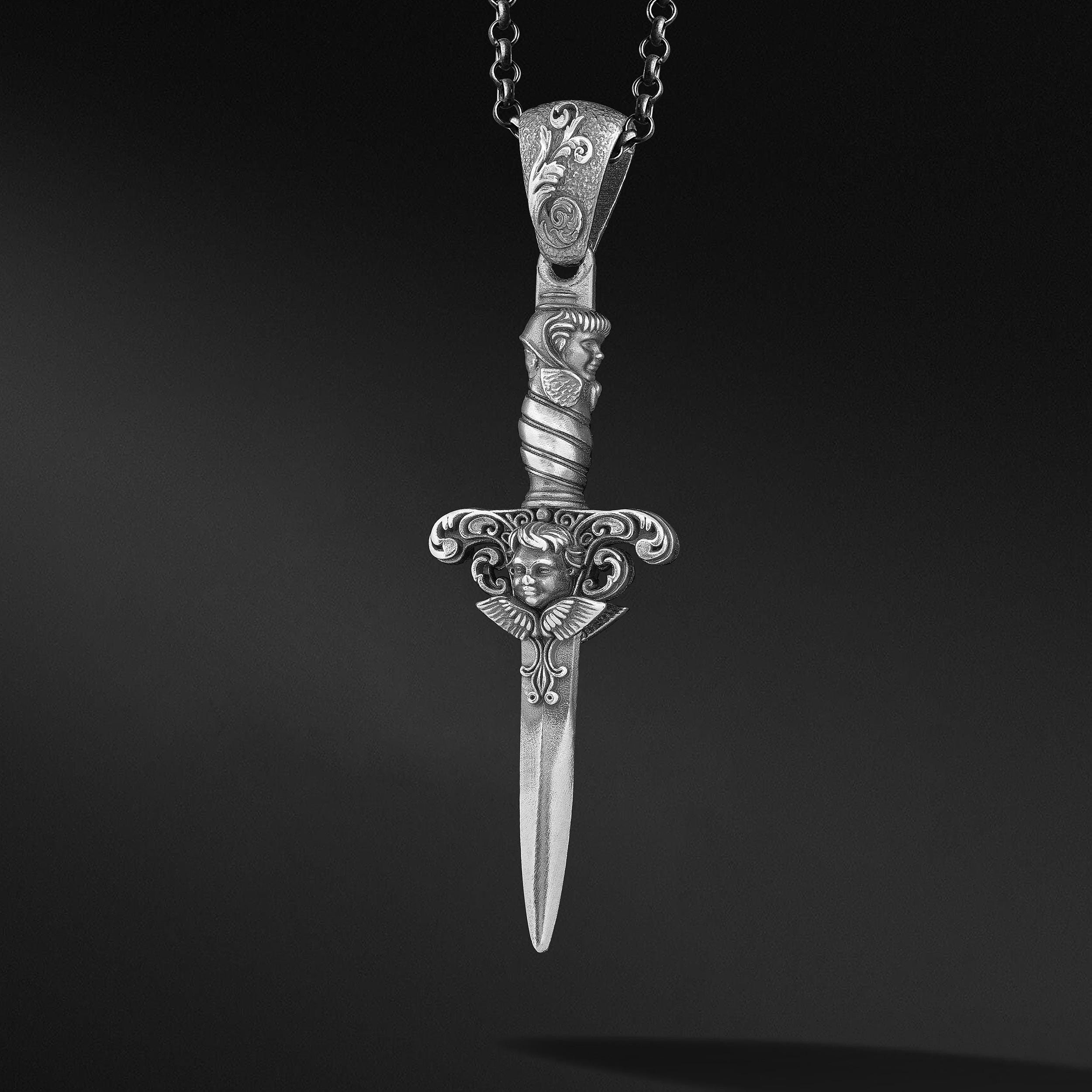 Oxidized Sterling Silver Dagger Necklace - Gothic Sword Pendant - Etsy