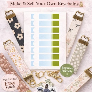 Editable Wrist Fob Keychain Template – Canva Printable Pattern – Wristlet Fob Design DIY – Digital Download