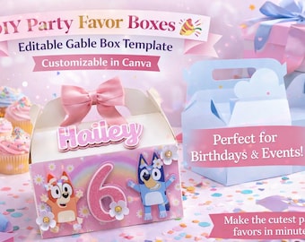 Editable Gable Box Template: DIY Party Favor, Printable Canva Design (Instant Download, PDF)