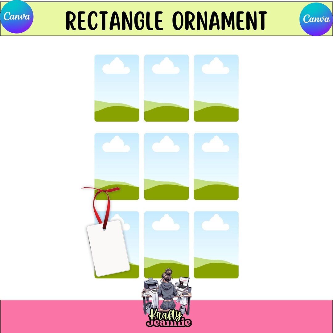 Rectangle Ornament Sublimation Template: Editable Canva Design (2x3 ...