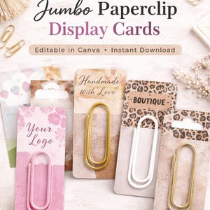 Jumbo Paperclip Display Card Template: Bearbeitbare Verpackung, Small Business (Digitaler Download, PDF-Datei)
