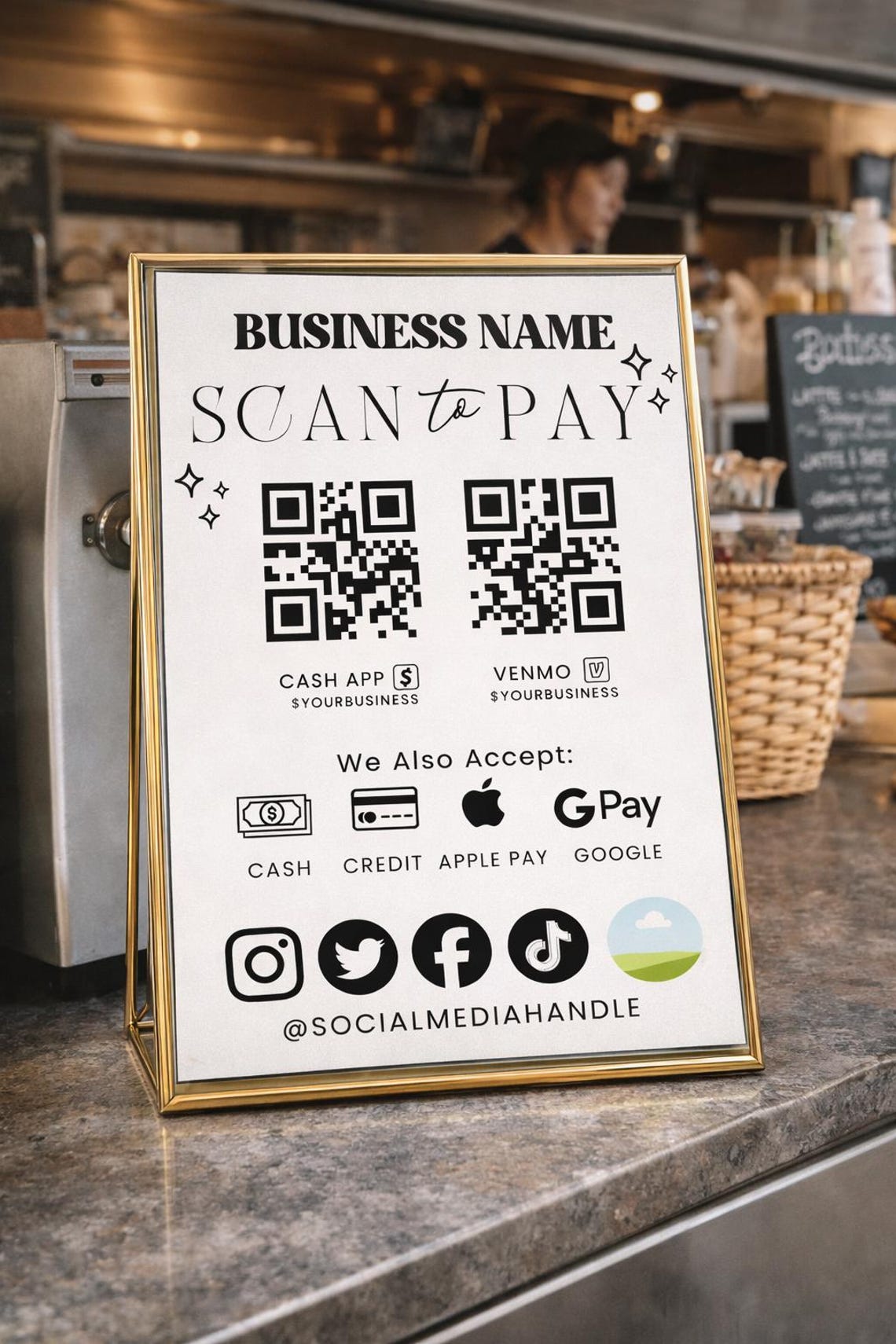 Editable Scan to Pay Sign Template | QR Code Payment Sign | Cash App ...
