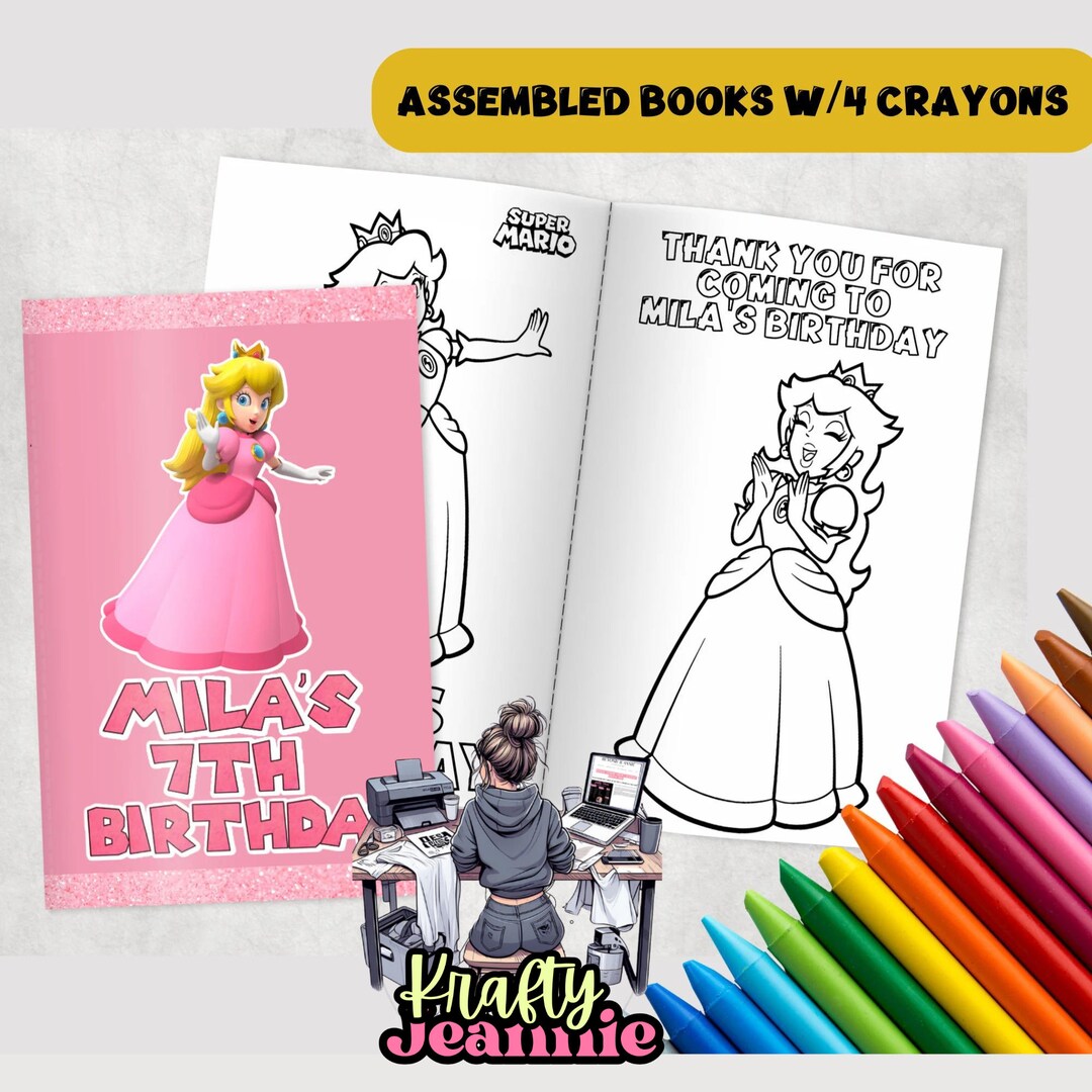 Princess Peach Coloring Book Favors, Personalized Coloring Books ...