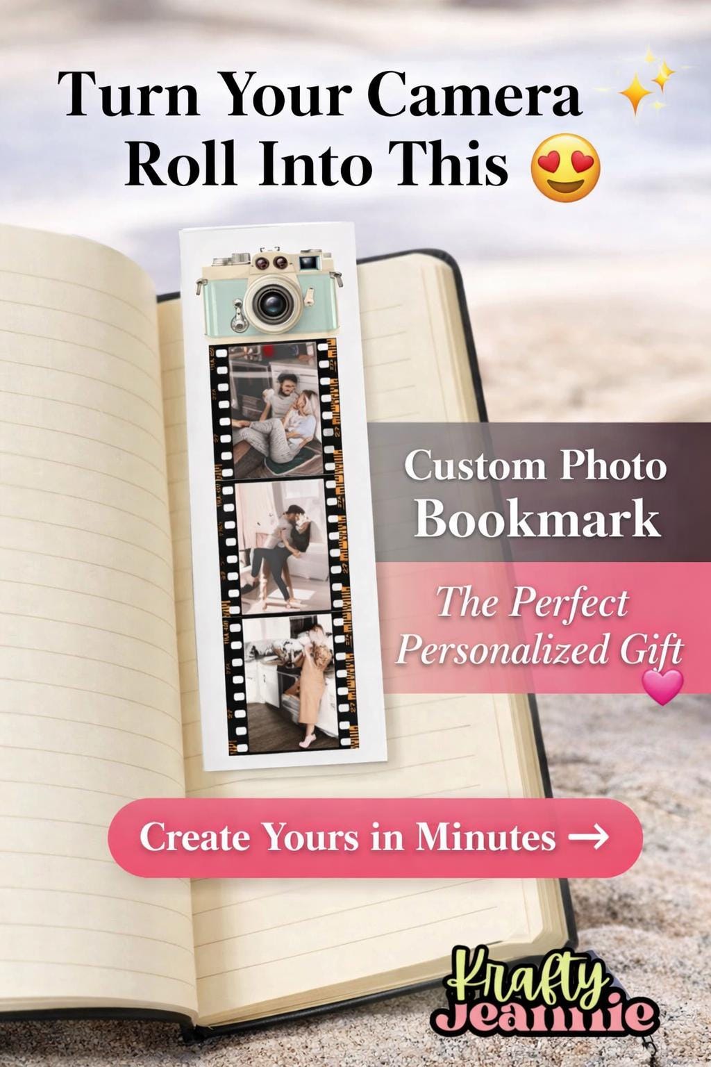 Camera Roll Bookmark Template | DIY Photo Film Strip (instant Download ...