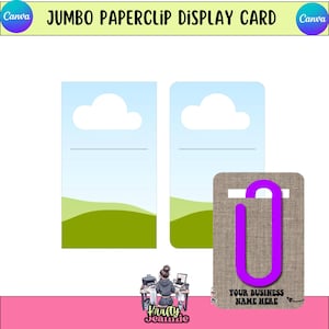 Jumbo Paperclip Display Card Template: Editable Packaging, Small Business (Digital Download, PDF File)