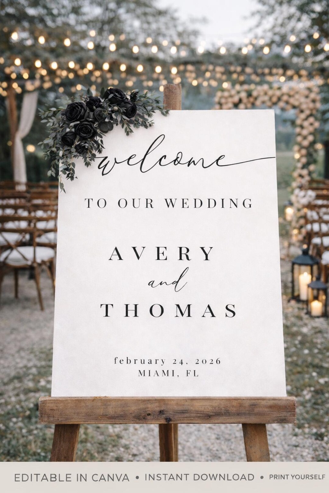 Wedding Welcome Sign Template Editable in Canva | Printable Wedding ...