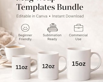 Mug Wrap Template for Canva: Drag & Drop Sublimation Design (Digital Download)