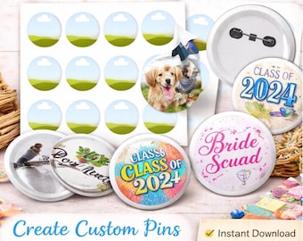 2.5 Inch Button Pin Template: Canva Print, US Letter & A4 (Digital Download)