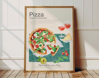 Pizza poster, Italian cuisine poster, Home decor, Italian gastronomy, Italian cuisine atmosphere, Fans of Italian food, Home gift idea