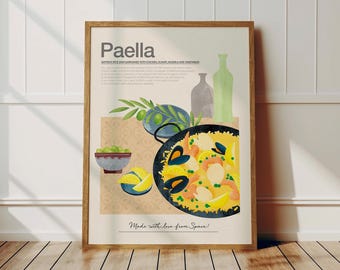 Paella Poster, Spaanse Decoratie, Spaans Recept, Traditionele Spaanse Keuken, Paella Poster, Paella Lover