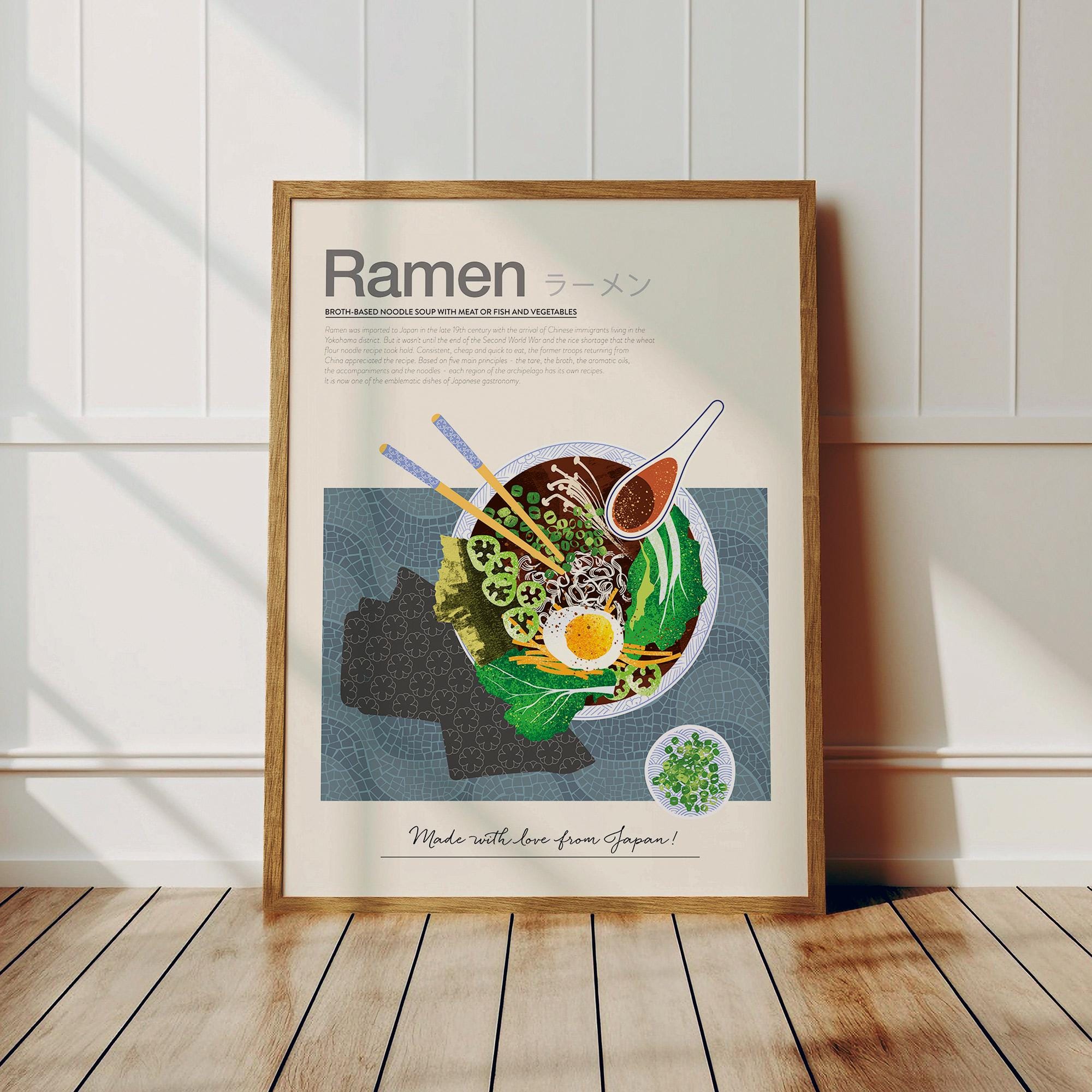 Ramen Poster, Japanese Food Lovers, Asian culinary art, Kitchen Decoration, Culinary Art, Asian Wall Art, Japanese Style Decoration
