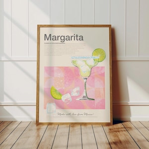 Póster de margarita, póster de cóctel, regalo para amantes de la margarita, decoración del hogar, regalo de inauguración de la casa