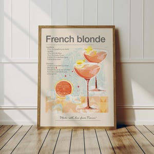 French Blonde recipe Poster, Cocktail recipe poster, Taylor Swift&#39;s Favorite Cocktail, Home Decor, Cocktail lover gift, Bar Decoration