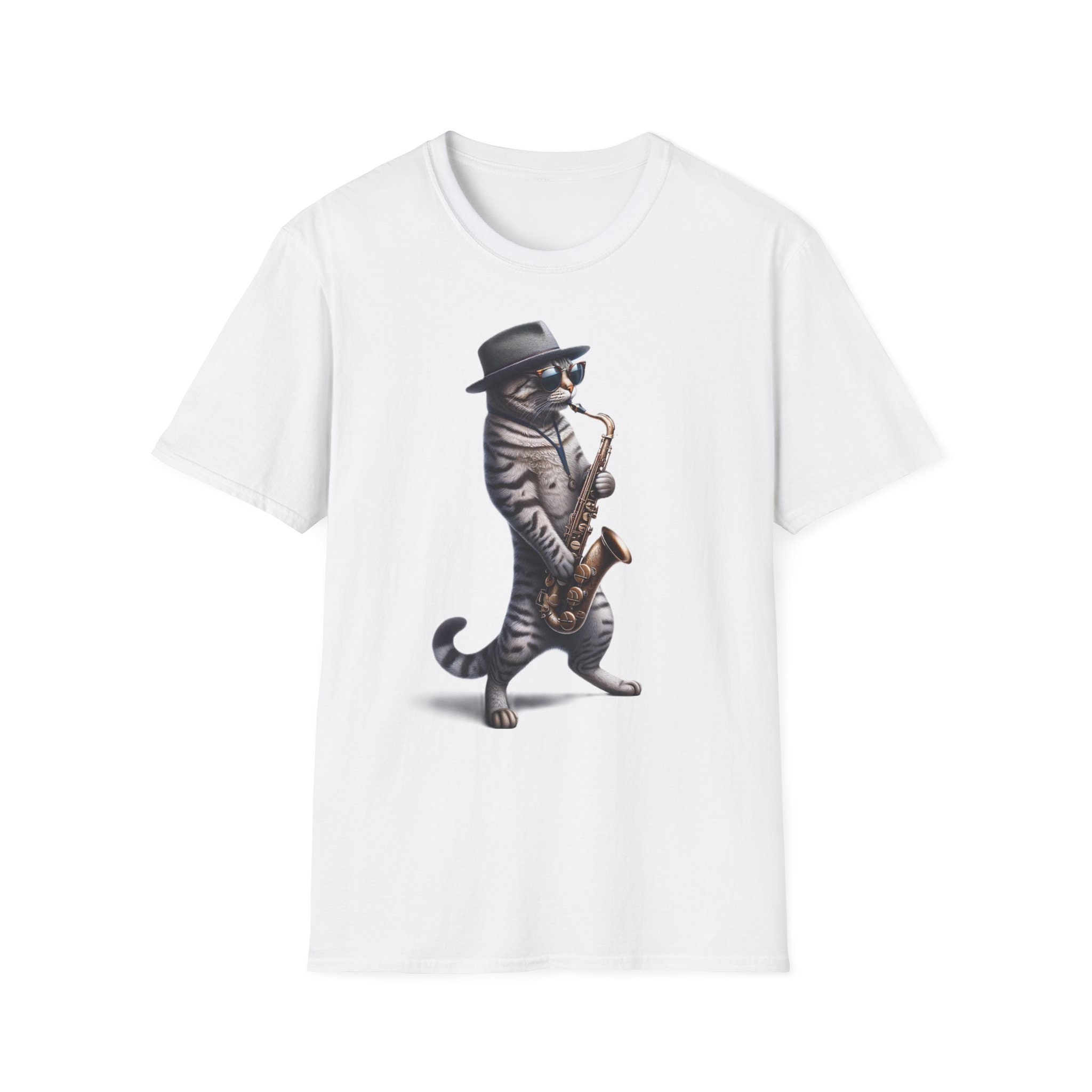 Jazz Cat Playing the Saxophone T Shirt, Cool Gift for Jazz
