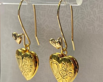 Openable Heart Locket on Heart Hook Earrings