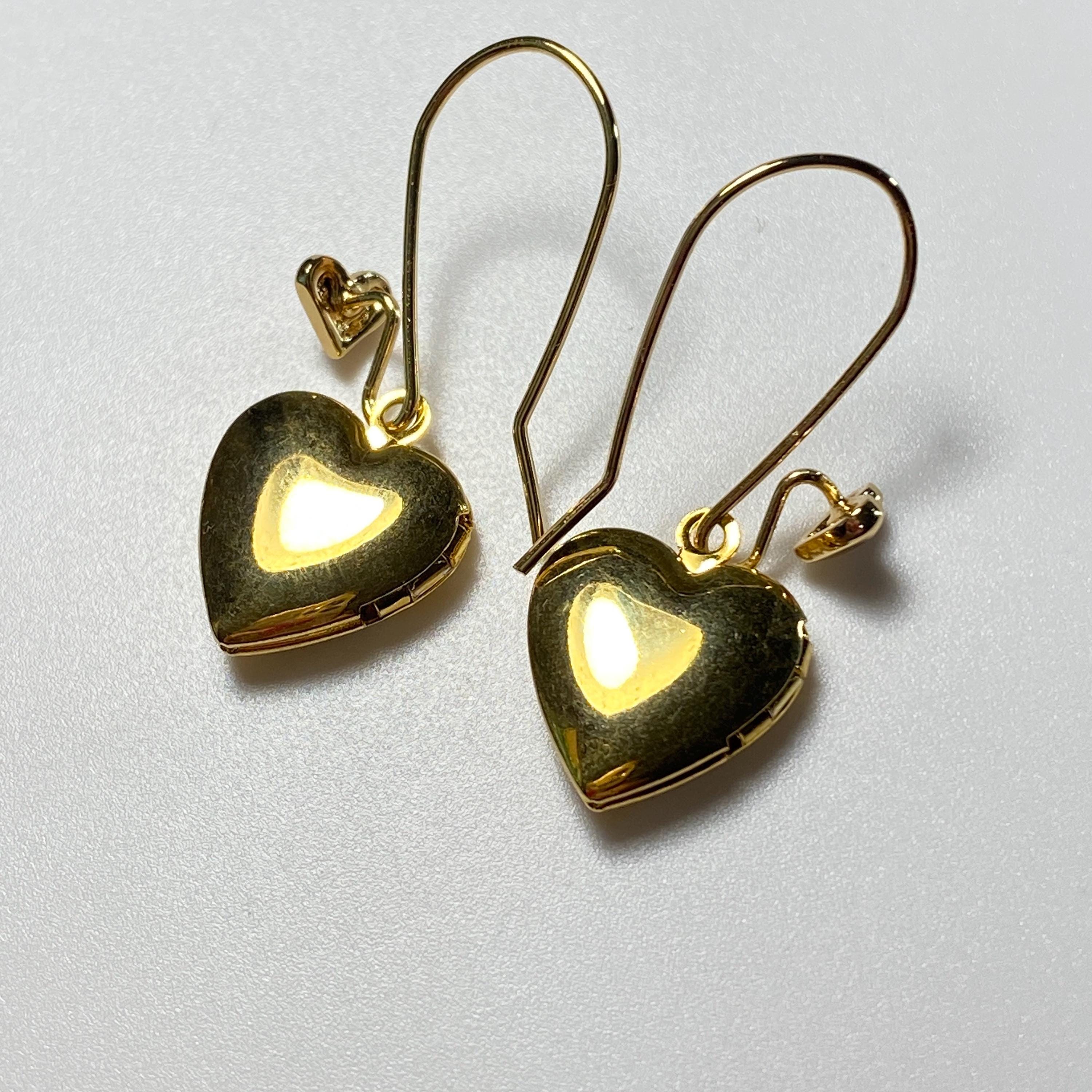 Large Heart Hook Earrings - Bronze