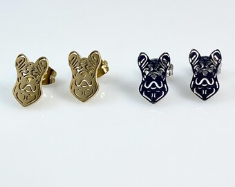 French Boxer Stud Earrings Stainless Steel