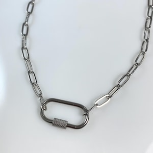 Paperclip Chain with Carabiner Stainless Steel Necklace MADE IN CANADA