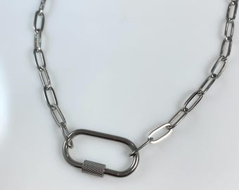 Paperclip Chain with Carabiner Stainless Steel Necklace MADE IN CANADA