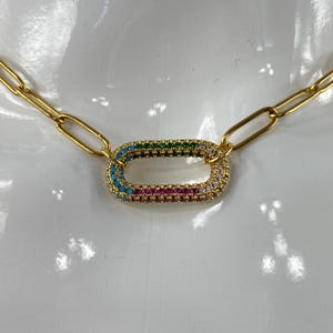 Stainless Steel Paperclip Chain with Oval Pave Connector