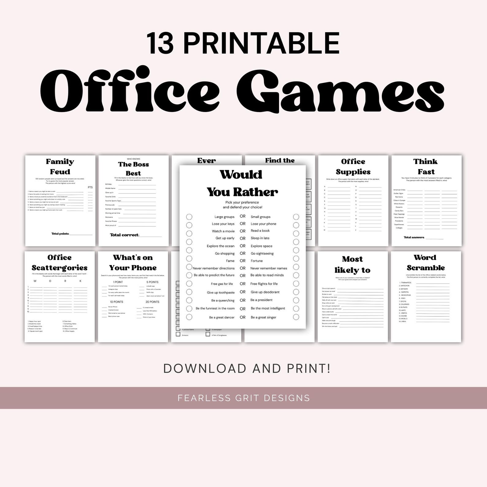 Printable Office Games: Team Building Icebreaker Activities (PDF) - Etsy