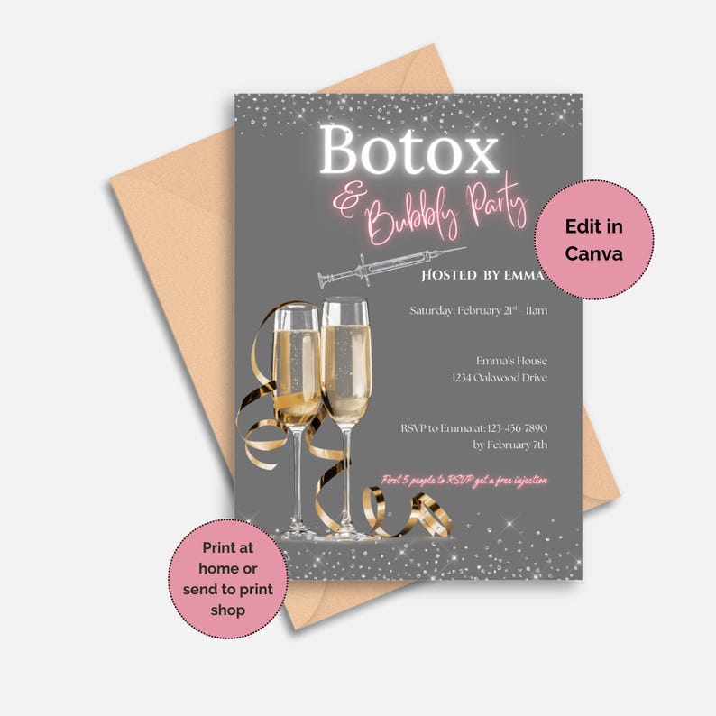 Editable Botox Med Spa Party Invitation - Valentine's Day Botox Party ...