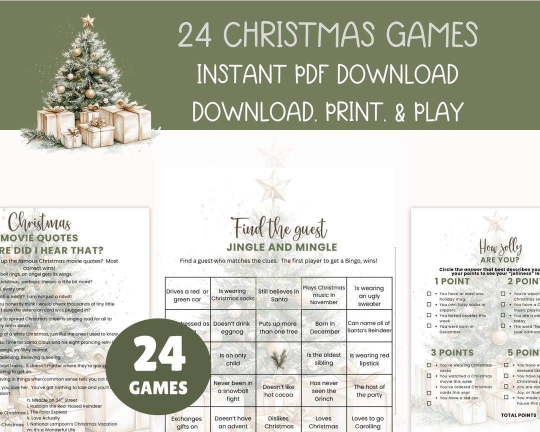 Printable Christmas Games Bundle, Holiday Party (digital Download ...