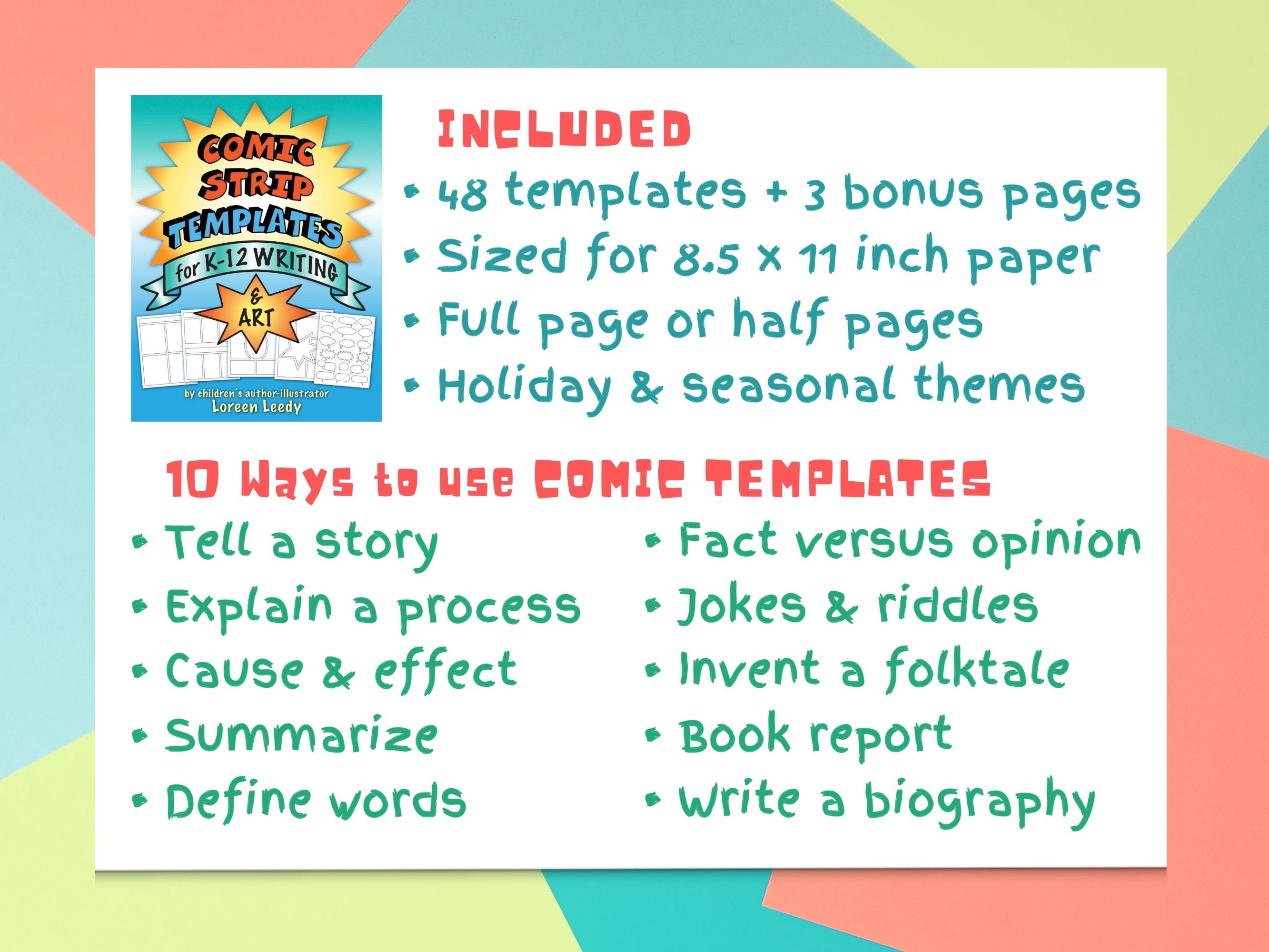 Comic Strip Templates Comic Book Writing Homeschool Printables - Etsy