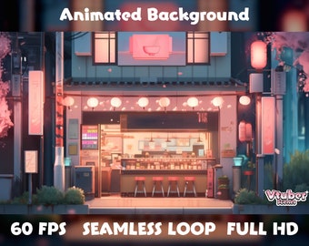 Animated Background for Twitch | Cozy Ramen Shop | Vtuber Background | Stream Background