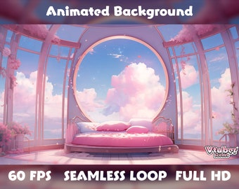 Animated Background for Twitch | Pink Sakura Bedroom | Vtuber Background | Stream Background