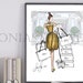 Christian Dior Fashion Illustration print from original, Watercolor wall art deco, glamour girl sketch by designer SoniaStella