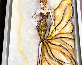 Original Fashion illustration watercolor art Only one available Wall art, Fashion, Sketch, Watercolor, Figure painting, High Fashion