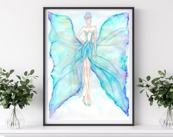 Original watercolor fashion illustration painting signed art - Abstract floral figure painting - Original figure painting fine art - Signed