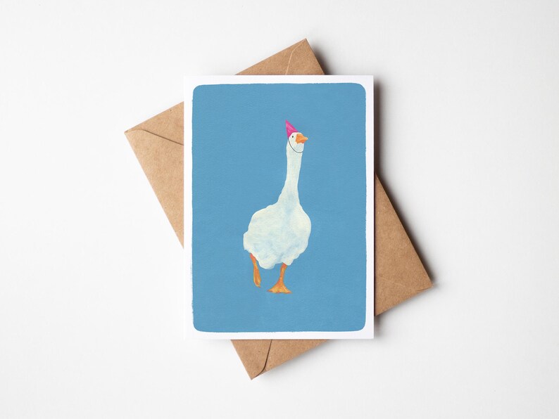 Party Goose Birthday Card, Silly Animal Birthday, Humor Greeting for ...