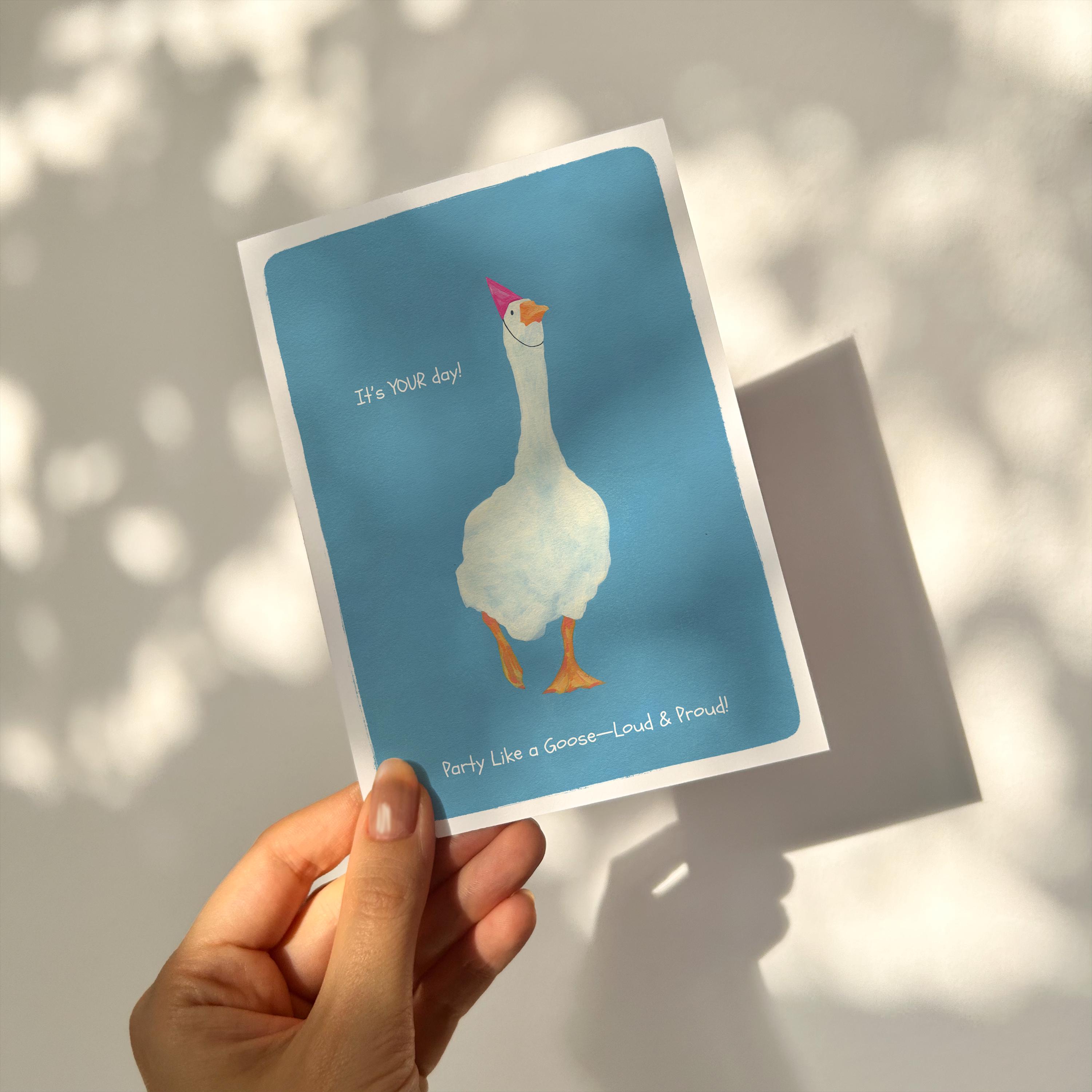Party Goose Birthday Card, Silly Animal Birthday, Humor Greeting for ...
