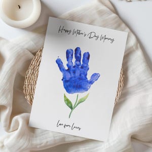 Happy Mother's Day bloemenkaart, gepersonaliseerde kaartenset handafdruk baby, Moederdagcadeau voor nieuwe moeder, oma, tante, doe-het-zelfcadeau voor mama