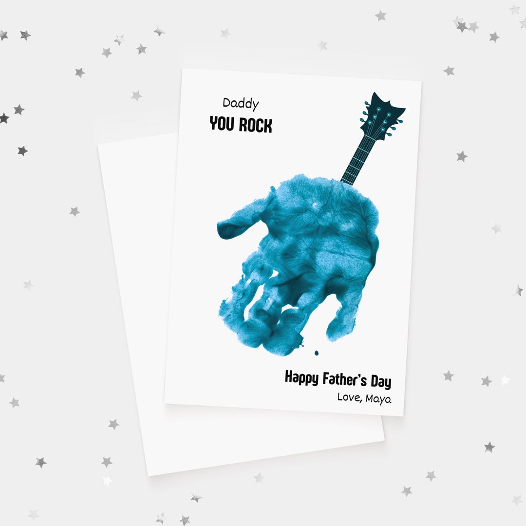 Father's Day Guitar Handprint Card Craft Kit, DIY Musical Dad or ...