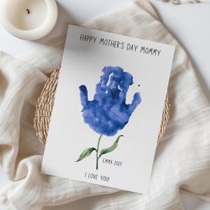 Kit de manualidades con tarjeta de felicitación personalizada para el Día de la Madre con huella de mano, kit de huellas de mano para bebé, regalo para el Día de la Madre para la abuela, regalo DIY para mamá