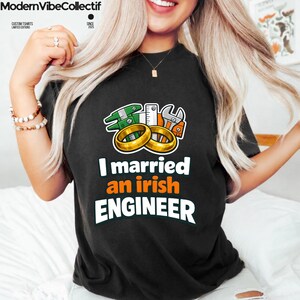 Jag gifte mig med en irländsk ingenjör, rolig St Patricks Day-kostym PNG: Irländsk ingenjörshumor, St Patricks Day-lyckosymbol, grafik (digital nedladdning)