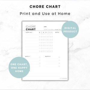 Chore Chart Printable | Daily, Weekly & Monthly Task Tracker ...