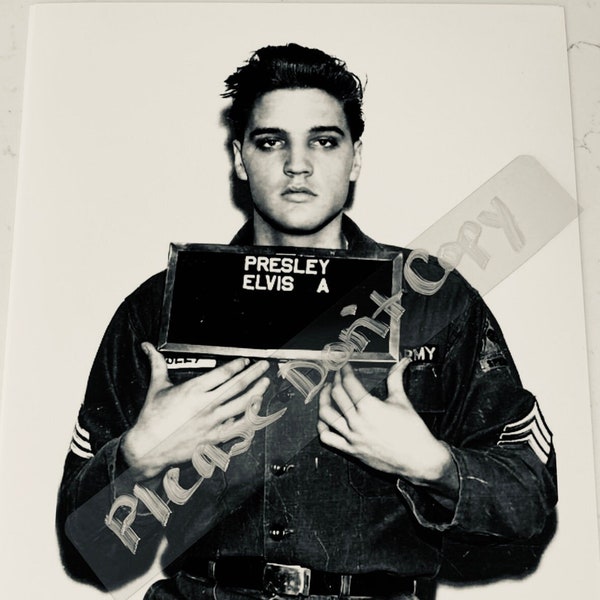 Elvis Presley ARMY MUGSHOT Rare 1960 Vintage Poster, Photograph Print, Unframed Wall Art, Pop Art, decor, CELEBRITY Mugshot - Multiple Sizes