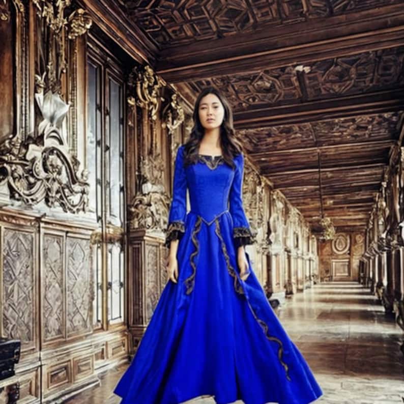 Victorian 18th Century Royal Dress Georgian Dress Rococo Baroque 1770s Rococo Fashion Costume French Royal Queen Costume Dark Blue