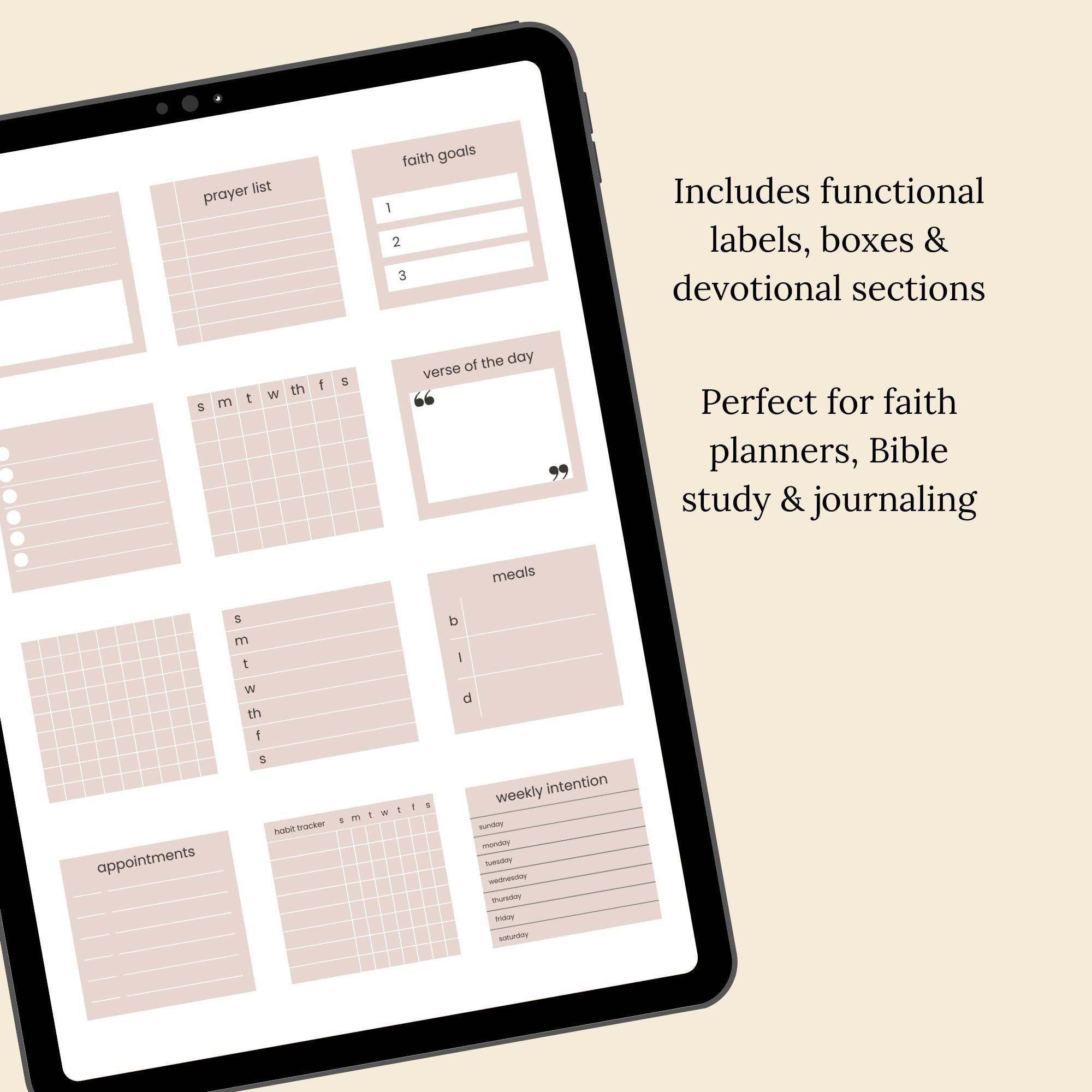 Faith Digital Planner Stickers | Christian Bible Journaling (PNG Sheets ...
