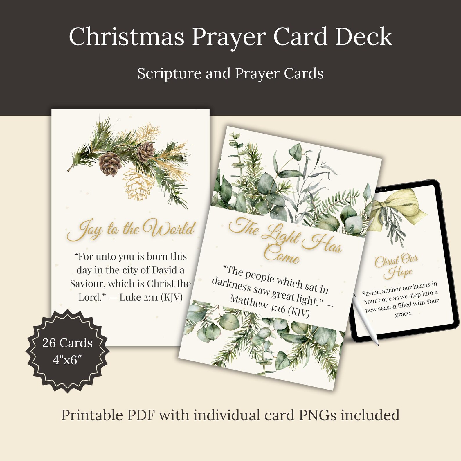 Christmas Bible Verse Cards – 26 Printable & Digital 4x6 KJV Scripture ...